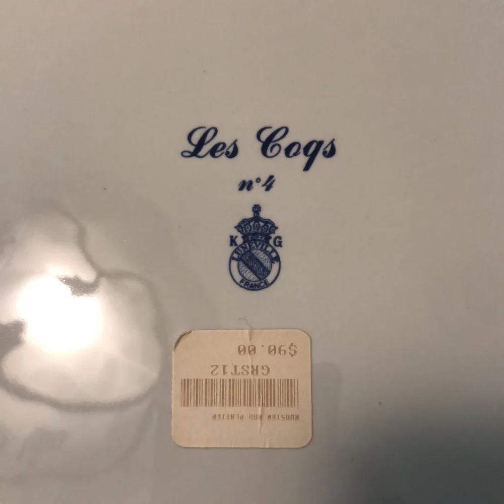 New - Vintage Les Coqs Rooster Platter 14.5